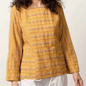 Habitat • Mustard Boho Woven Cotton Blend Top • Size S